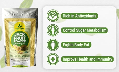 Rens Farms Well Matured Green Jackfruit Flour Gluten Free, Raw Jackbulb Jack Fruit Powder 250 Grams - Pack of 4