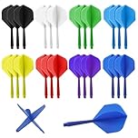 Bbtcxjs 24 Pcs Integrated Dart Flights and Stems All in One, Colorful Integrated Dart Shafts and Flights, Professional Darts Accessories, 2BA Anti Falling Design, 8 Colors