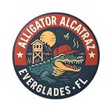 Alligator Alcatraz Pin Round Brooche Fashion Print Buttons 12 Pcs