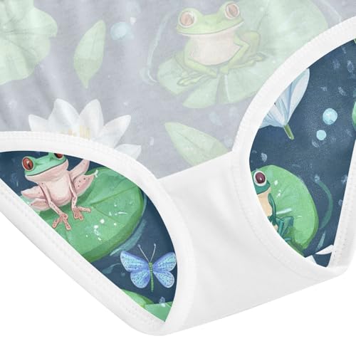 Wusikd Frogs Lilies Girls' Underwear Cotton Dragonflies Girls Briefs Soft Toddler Underwear 2T4