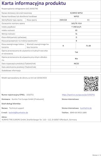 Kumho WP52 Wintercraft Kumho WP52 165/70 R14 81 T - 5