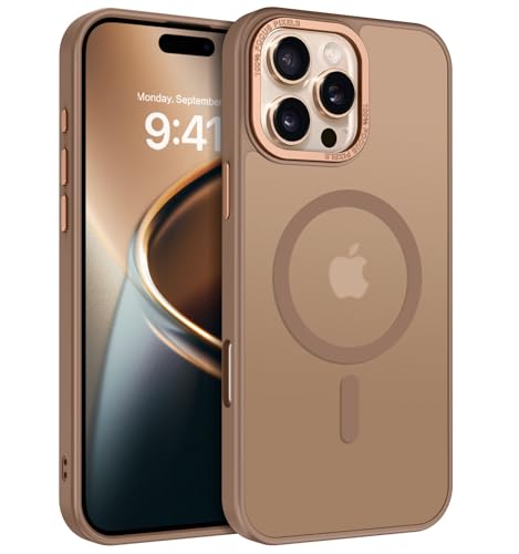 Image of YINLAI for iPhone 16 Pro Case 6.3-inch,Magnetic Compatible with MagSafe, Slim Matte Anti-Fingerprint, Shockproof Full Body Military Grade Protection for iPhone 16 Pro Cover, Brown