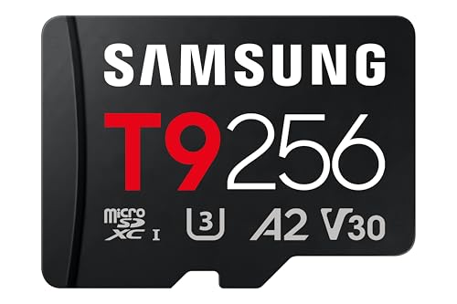 Samsung Scheda di memoria microSD T9, 256 GB, scheda di memoria per uso professionale in droni, fotocamere d'azione e fotocamere a 360°, fino a 200 MB/s in lettura e 130 MB/s in scrittura, MB-MH256T