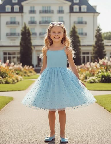 Image of PATPAT Girl's Tulle Dress Tutu Party Birthday Poster Formal Fancy Flower Princess Dresses