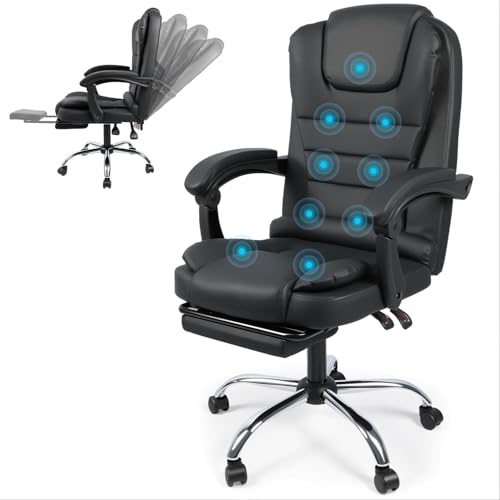 Poltrona Massageadora, Cadeira Presidente Ergonomica, 9 Pontos de Massagem, Suporta 150kg, 110-240V, Cadeira de Escritório Presidente Aquecimento, Poltrona Massageadora Office, Braços 3D