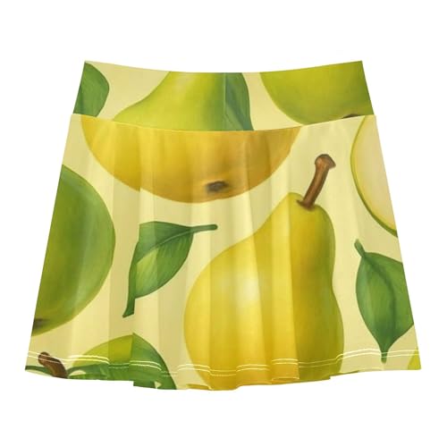 Joisal Girls Skorts Athletic Shorts Stylized Whole Sliced Pears Yellow Toddler Tennis Skirts Uniform Little Girl 3t2