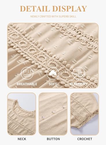 Eytino Women Plus Size Tops Crewneck Short Sleeve Lace Crochet Loose Casual Summer Blouses Shirts(1X-5X) 5