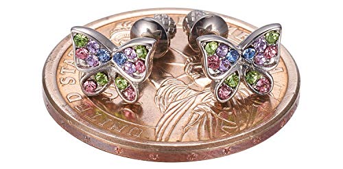 Surgical Steel Hypoallergenic Stud Earrings Multicolored Butterfly Earrings for Girls with Secure Safety Screwback2