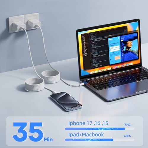 USB C auf USB C Kabel 2 Stück 1M+2M für IPhone15 16 17 Ladekabel TYPE C – Ansicht 2