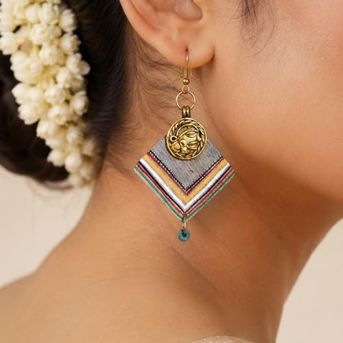Image of Handcrafted Boho & Ethnic Earrings for Women - Wooden & Brass Statement Designs in Loop, Swing & Motif Styles