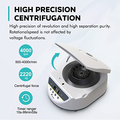 Labfish Prp Lab Benchtop Centrifuge Machine Capacity 12X 5/10Ml Centrifuge Tubes,Low Speed Control 500-4000R/Min,Max 2220Xg Rcf,Timer Range 10S-99Ming For Medical Practice Blood/Serum/Plasma/Fat,110V #TOP1