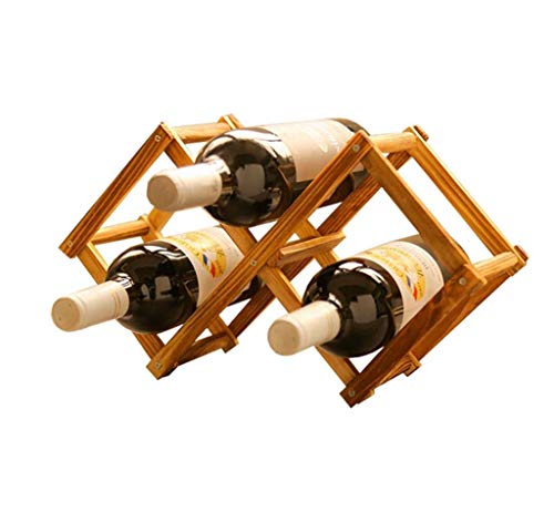 Soporte para botellas de vino de madera maciza, plegable, 3 botellas