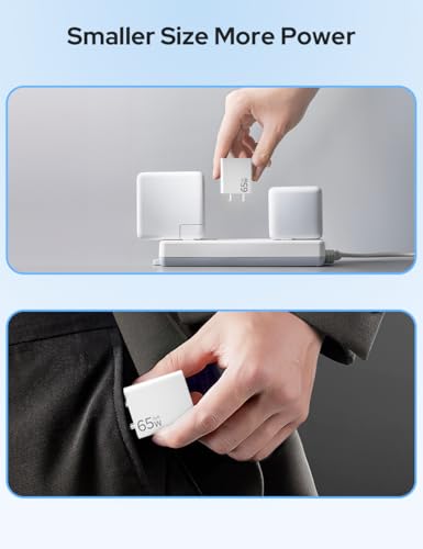 Image of COSTAR 65W GaN Fast Charger Type C with 1.2m 3A Fast Charging Type C Cable, QC /PD Dual Port USB A + Type C, Power Adapter Plug Wall Charger for Laptop, iPhone, Samsung, Realme, Xiaomi and Vivio Oppo