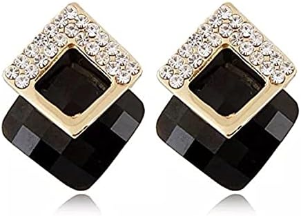 Shining Diva Fashion 18k Gold Plated Austrian Crystal Earrings for Women & Girls | Luxury Rhinestone Square Italian Designer Earrings | Latest Stylish Fancy Zircon Party Earring