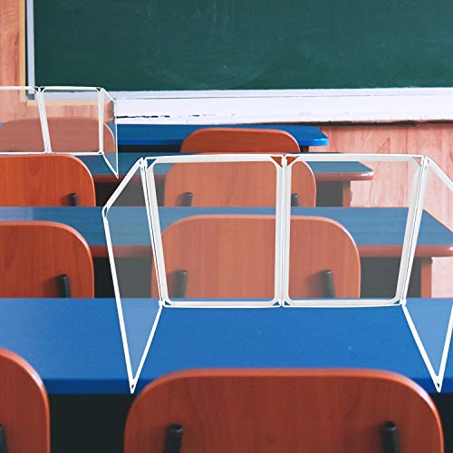 Odetina Plastic Barrier Desk Shields Translucent Room Divider Sneeze Guard Portable Shield for Classroom Dividers Partition (4PCS) - Thumbnail 7