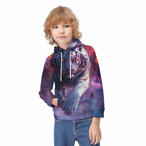 Sweat-shirt à capuche 3D tigre vêtement enfants pull pull-over 8-10 ans - 2