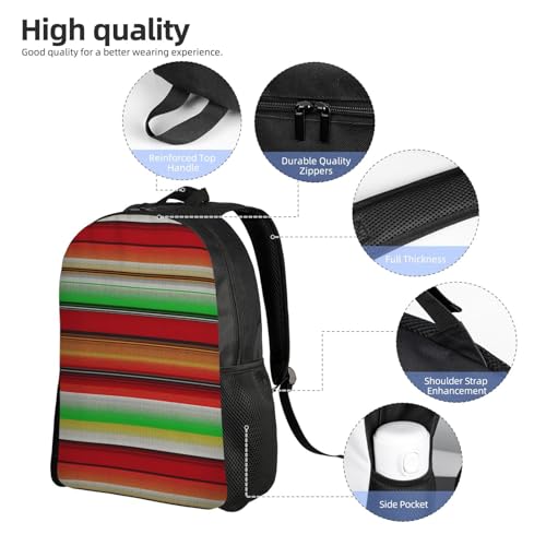 Colorful Mexican Serape Backpack Simple Leisure Travel Backpack Outgoing Daypack 16 inch4