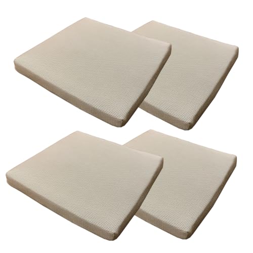 クッション 高反発 座布団 椅子用 在宅勤務 40×40×4cm 車用 シートクッション ソファ 椅子 メッシュ 蒸れにくい 業務用 へたりにくい C1802 (メッシュ ベージュ 4枚組 4524409071004-4)