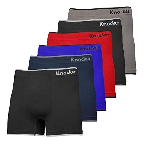 Knocker 6 pk Men`s Seamless Athletic Compression Boxer Briefs Underwear One Size Cover