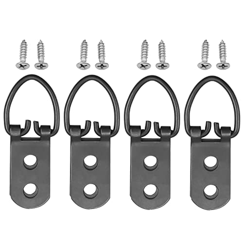 Image of Triangle Ring Picture Hangers 53 x 15mm Hardware Assortment Kit, for Home Decoration Hanging Clock Paintings Artwork Creative Picture Frame Photo Hanging Solutions Black Tone 20pcs