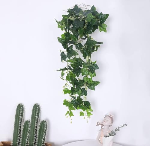 Image of Artificial Vines Fake Greenery Garland Willow Leaves Faux Hanging Plants Trailing Weeping Ivy Drooping Hanging Vines Faux Plants Realistic Home Office Christmas Holiday Decor (1, Design4)
