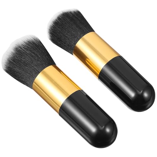 Mobestech 2 piezas Brochas Maquillaje con Cerdas Sintéticas Esponjosas para Base y Colorete Brochas Polvos Sueltos y Crema Diseño Ergonómico para Contorno y Difuminado Profesional