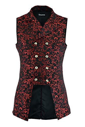 Darkrock Men's Double Breasted Governor Vest Waistcoat VTG Brocade Gothic Steampunk
