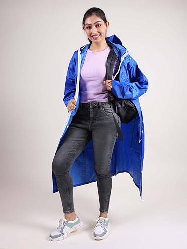 Image of Rupa Rainsuit Women Waterproof PVC Raincoat with Hood & Carry Bag | Lightweight Rainwear for Women with Front Zip | Solid Color | Standard Length | Pack of 1