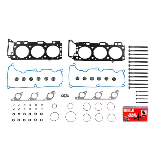 Image of DNJ HGB4132 Engine Cylinder Head Gasket Set with Head Bolt Kit, Complete Repair Set for 2005-2010 Ford Mustang 4.0L V6 12V SOHC 245cid