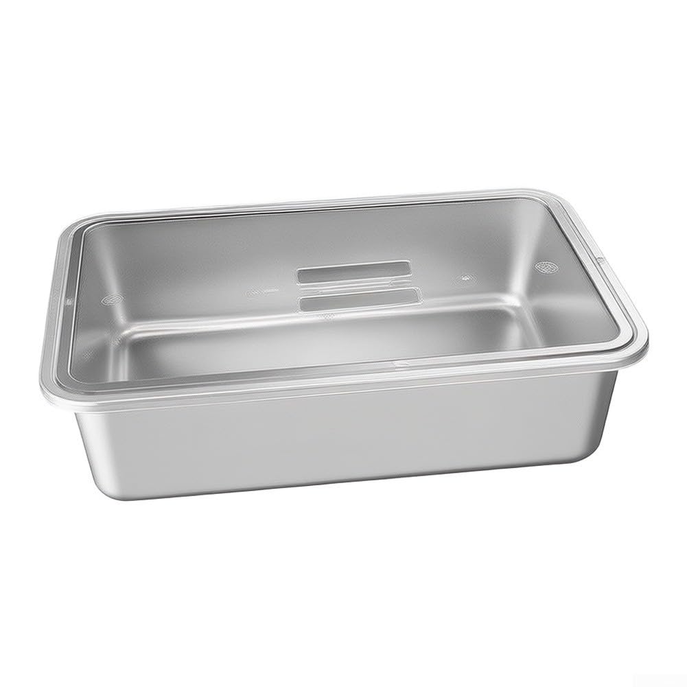 Moule à gâteau rectangulaire en acier inoxydable avec couvercle, pour le rangement, résistant à la rouille, bac à fond plat pour cuisine, facile à nettoyer, 32 x 22 x 7 cm (40 x 30 x 7 cm)
