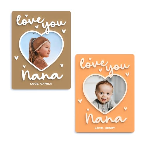 The Cotton & Canvas Co. Personalized Love You Nana Fridge Photo Magnet Frame, Mother's Day, Custom, Gift for Grandma, Keepsake, Grammie, Grandma, Grammy, Custom