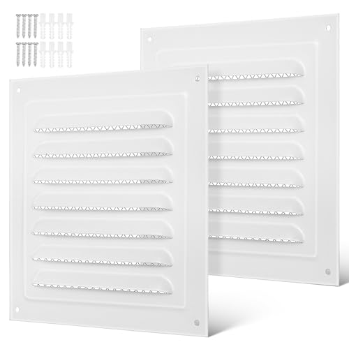 Abaodam Cubierta de Ventilación para Pared y Techo de Acero Inoxidable Blanco, Diseño Cuadrado, Resistente a Daños Amplia Aplicabilidad, Pack de 2 Unidades