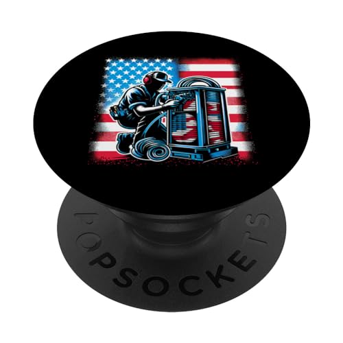 HVAC Tech Technician Patriotic American US Flag 4th Of July PopSockets Standard PopGrip