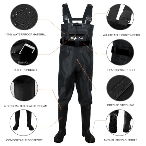 Image of Night Cat Fishing Wader for Men Women Waterproof Hunting Chest Wader with Boots Belt Breathable Lightweight