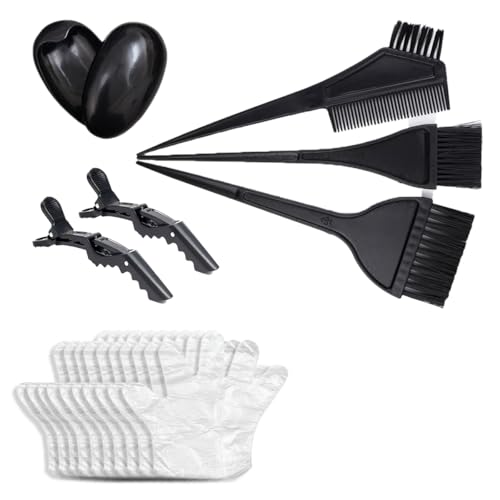 klahh Strumenti per la colorazione dei capelli Kit fai da te Salon Strumenti per la colorazione dei capelli Set 3 pezzi Pennello per colorare i capelli 2 fermagli per capelli 30 guanti 2 pezzi