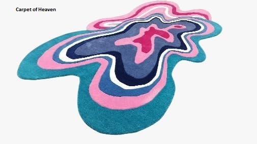 Image of Irregular Shape Handmade Woolen Carpet Pink Colour Size 6x9 feet