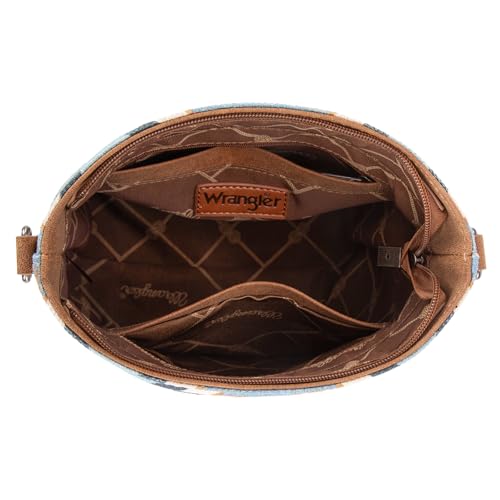 Image of Wrangler Aztec Crossbody Bags for Women Southwestern Print Canvas Shoulder Purse with Distressed Look and Adjustable Strap