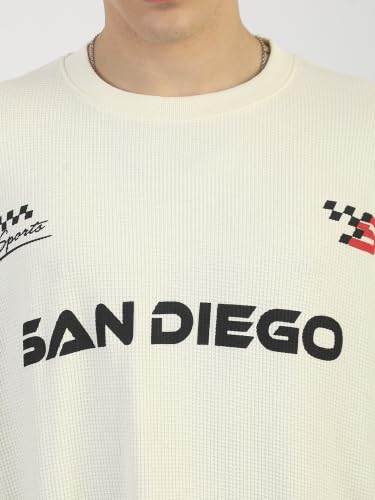 Maniac Store Maniac Mens San Diego Cream & Black Waffle T-Shirt - Image 4