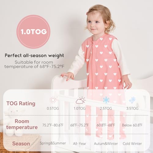Image of Yoofoss Baby Sleep Sack 0-6 Months TOG 1.0 Baby Wearable Blanket, 2 Pack 100% Organic Cotton Infant Toddler Sleeping Sack 2-Way Zipper Lightweight Sleep Sack