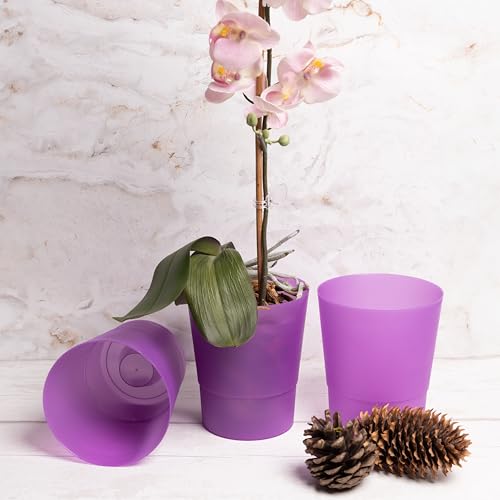 Home Garden Ornaments small orchid pots 12cm / 4.7 inch, Set of 3 Decorative Plastic Plant Pots Indoor - Image 2