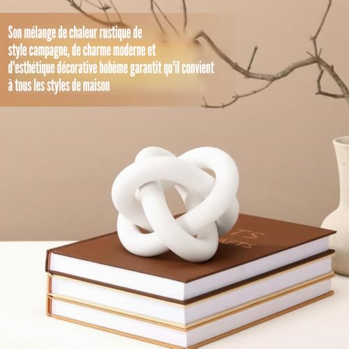 Table basse en bois sculpté main Yalikop rustique blanc chic - 5