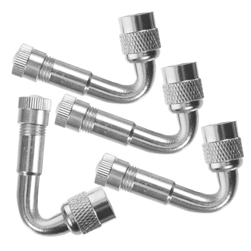 STOBAZA 4 pezzi Prolunga Valvola in Ottone Argento Adattatore Estensione per Auto Camion e Facile Installazione e Tenuta Eccellente