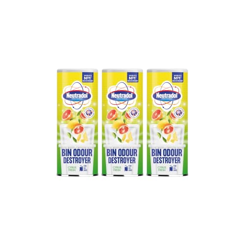 Neutradol Dustbin Odour Destroyer Bin Freshener Deodorising Powder Odour Eliminator for Indoor & Outdoor Bins Citrus Fresh Multipack of 3 x 350g