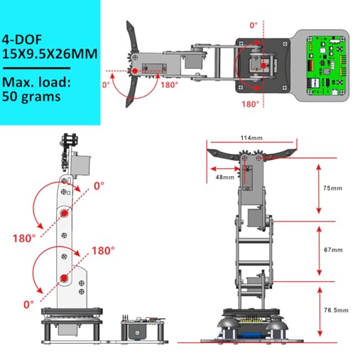 SIYEENOVE Smart Robot Arm for Arduino & ESP32-C3 4DOF Programmable Robotic Arm Building Kit with Joystick/Web App Control for Beginner & Hobbyists, STEM Educational Desktop Mini Arm Easy to Assemble - Image 8