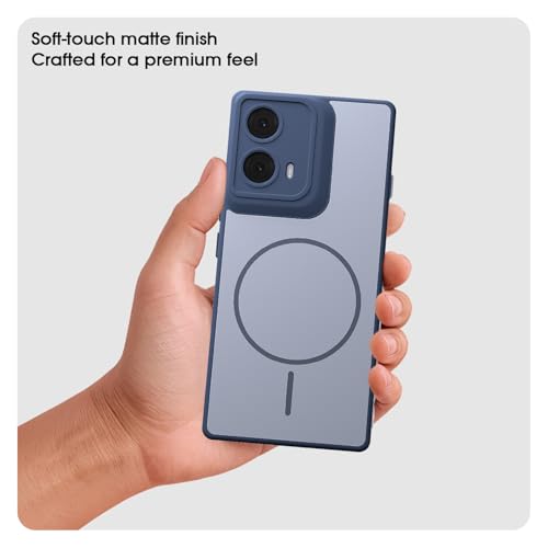 Image of Amazon Basics Back Cover for Motorola Moto Edge 50 Fusion 5G / Motorola Moto G96 5G | Hard Back | Shockproof | Mag-Safe Design (Mag-Safe Not Support) Protective Bumper Case (Blue Mag-Safe)