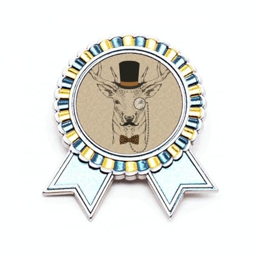 Broche chapeau de cerf en métal style britannique avec nœud papillon - Taille M