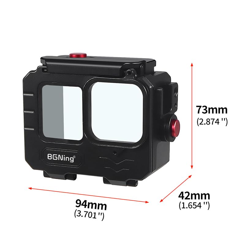 BGNing Aluminum Alloy 80m Waterproof Housing Case Diving Case for 12 11 10 9 Action Camera Underwater Vlog Shell Protective Frame (Standard Version)