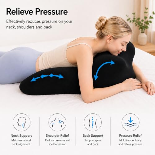 Prone Sleeping Pillow, 27° Ergonomic Body Support Wedge Pillow, Black - image 6