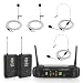 8 Channel Wireless Microphone System - Portable UHF Digital Audio Mic Set with 2 Headset, 2 Lavalier lapel, 2 Transmitter, ¼'' cable, power adapter - For Karaoke, PA, DJ, - Pyle Pro PDWM3400