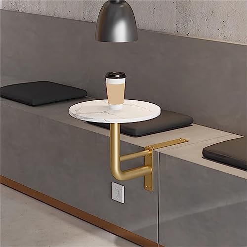 Table de bar murale extérieure en pierre blanche et or pour petit balcon